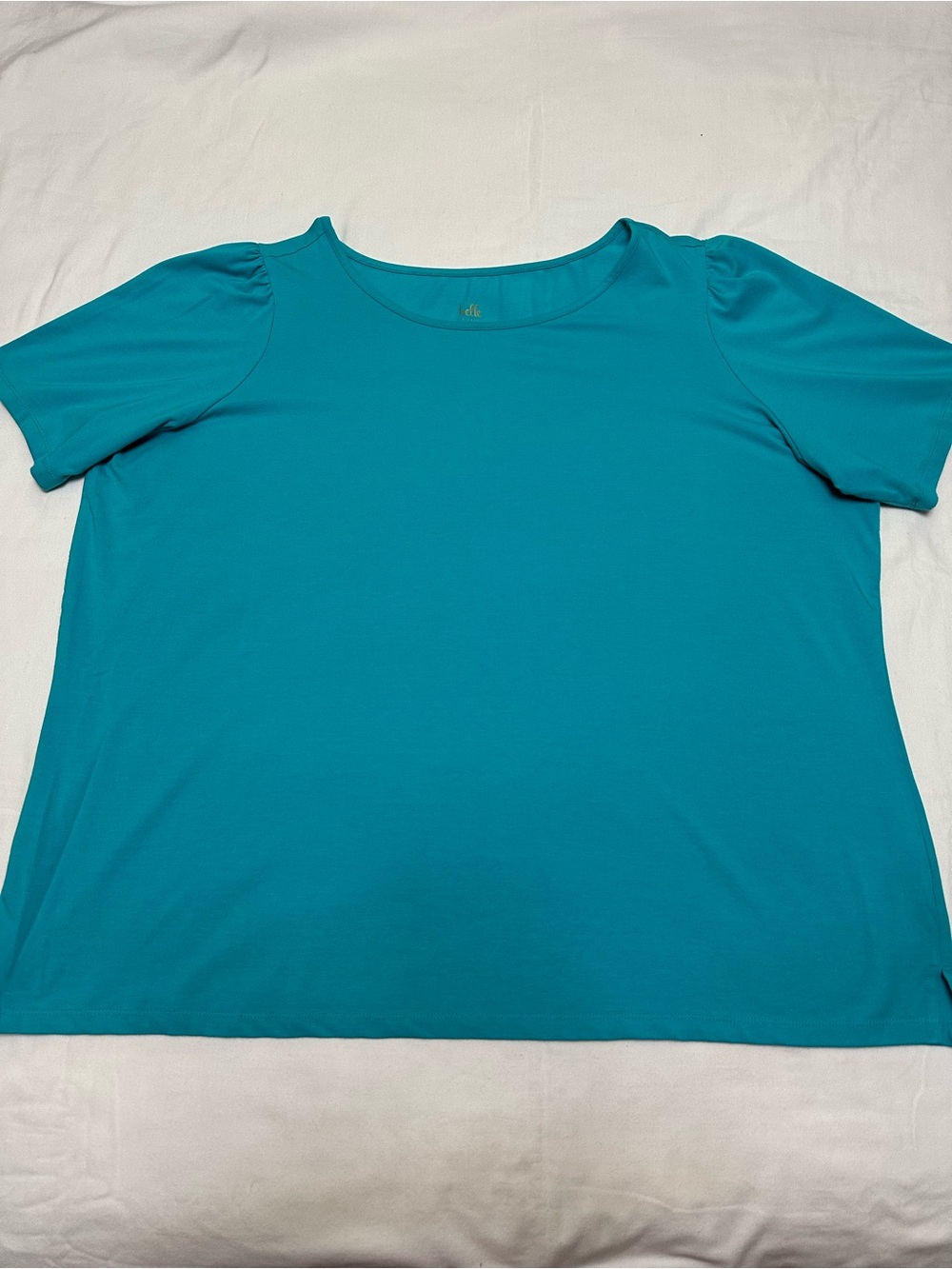 Belle by Kim Gravel Teal Short-Sleeve Women's Top